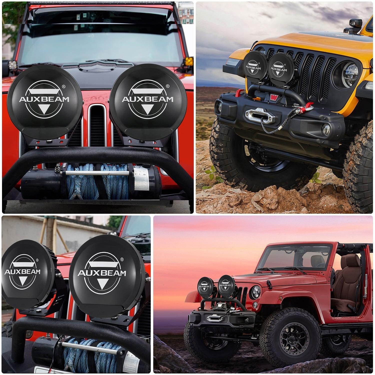 (2pcs/set) 7 Inch 240W Round Offroad LED Driving Lights with DRL+Amber/Black Covers(Optional) for SUV ATV UTV Trucks Pickup Boat