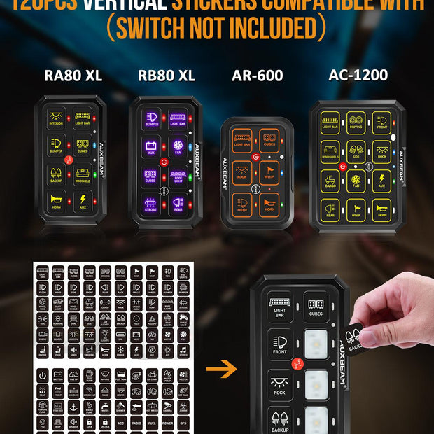120 Universal Stickers for AC-1200/AR-600/RA80 XL/RB80 XL Switch Panel