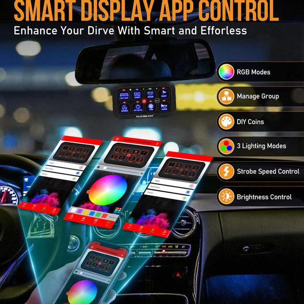 AR-800 Multifunction RGB Switch Panel with Bluetooth Controlled & 47 Inch Extension Cable(Optional) for Dodge Ram
