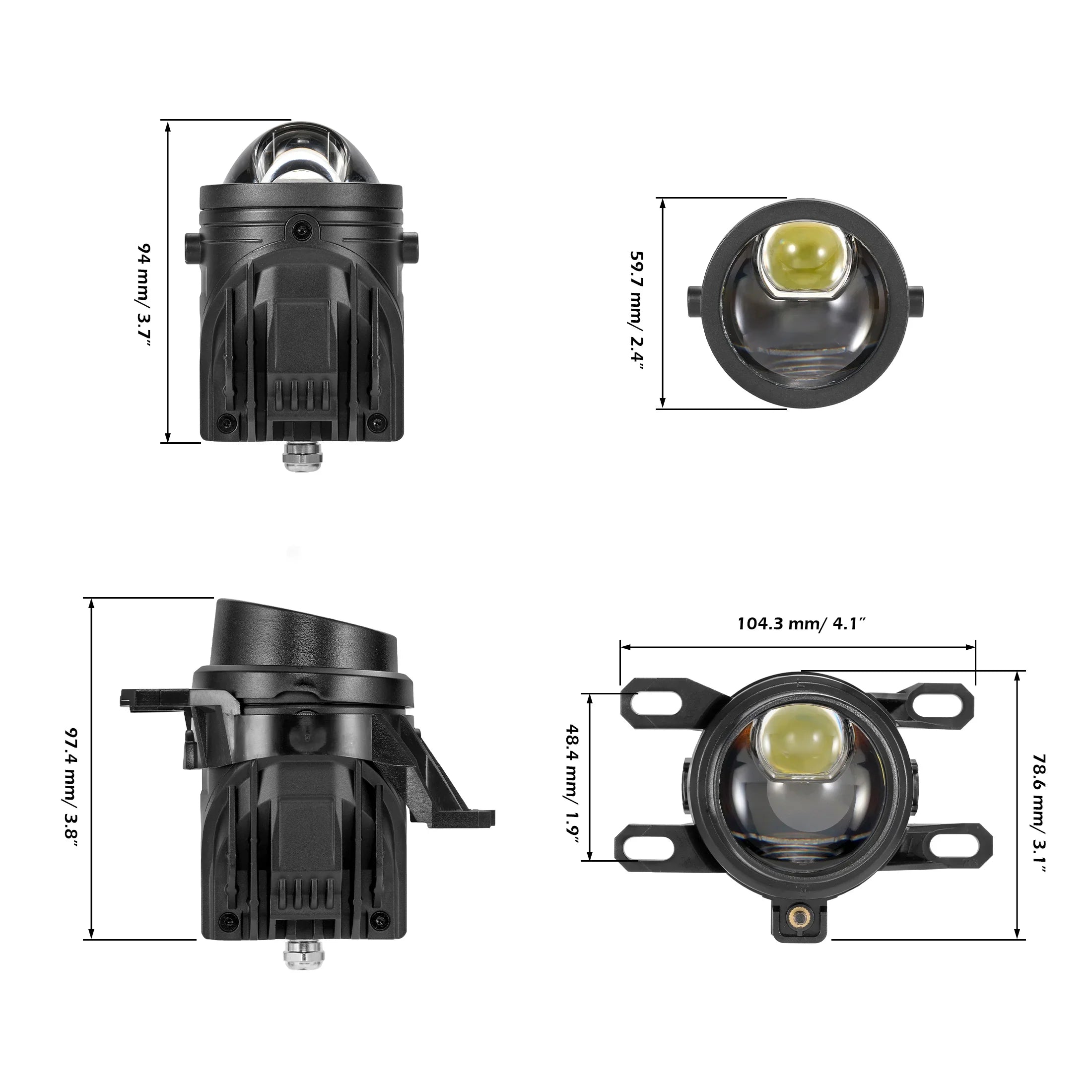 (2pcs/Set)2 Inch 80W Bi-LED Projector Lens Fog Light 6000K Hyperboloid Lens Fog Light With High Beam Auxiliary Beam For Toyota