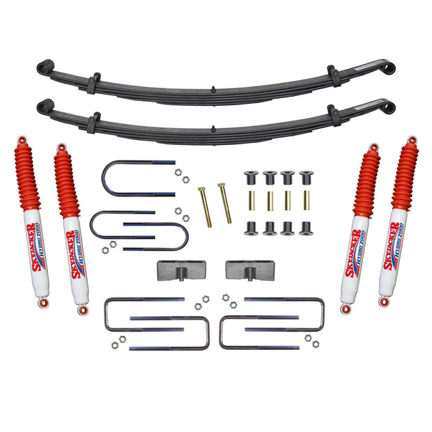 Suspension Lift Kit w/Shock 2.5 Inch Front/2 Inch Rear Lift Incl. Front Leaf Springs Front U Bolt Kit Front Bushing Kit Skyjacker
