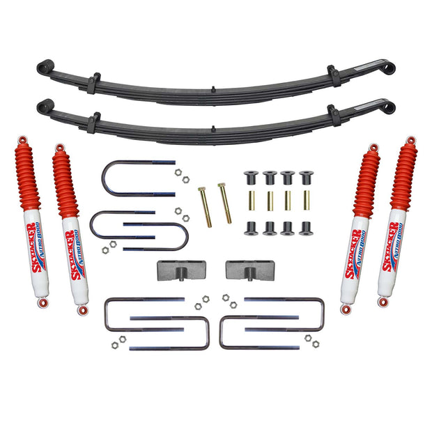 Suspension Lift Kit w/Shock Nitro Shocks 1.5-2 Inch Lift Incl. Front Leaf Springs Front/Rear U Bolt Kits Front Bushing Kit Rear Block Skyjacker
