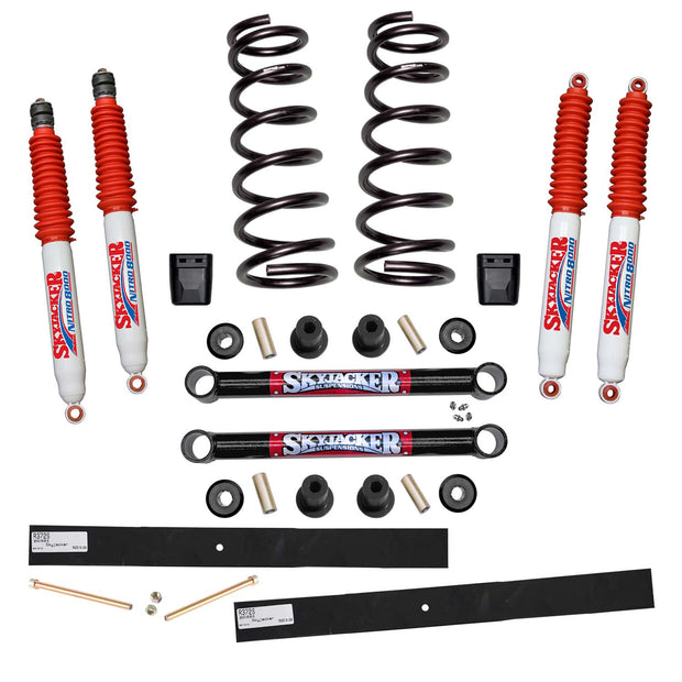 Suspension Lift Kit w/Shock Nitro Shocks 2-2.5 Inch Lift Incl. Front Coil Spring Rear Add-A-Leafs Lower Links Bump Stops Skyjacker
