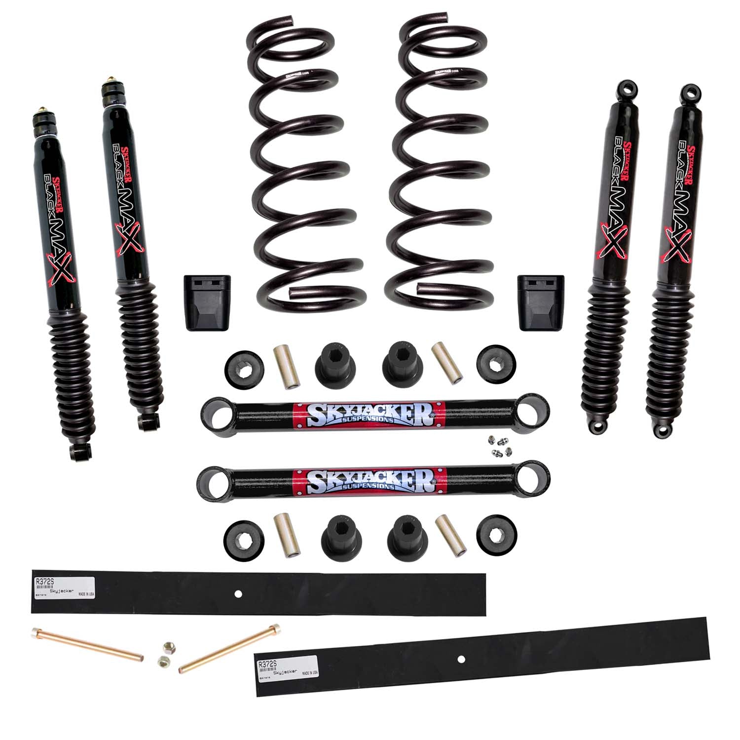 Suspension Lift Kit w/Shock 2-2.5 Inch Lift Incl. Front Coil Springs Rear Add-A-Leafs Lower Link Bump Stops Skyjacker