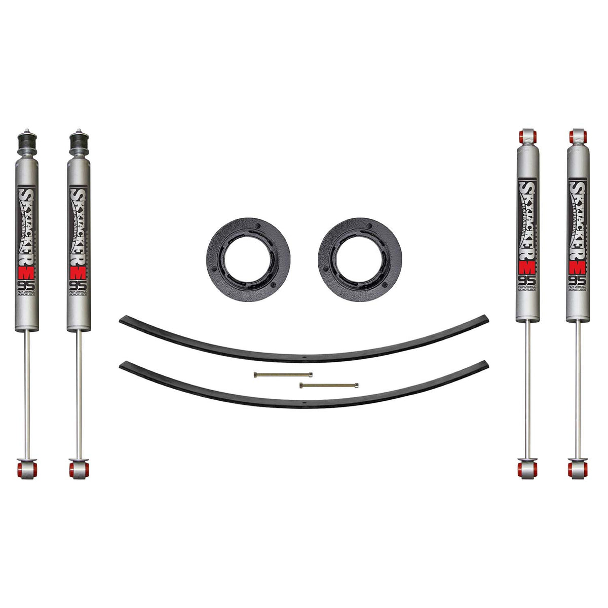 Suspension Lift Kit w/Shock M95 Performance Shocks 2.5 Inch Lift Incl. Front Spacer Kit Add-A-Leaf Skyjacker