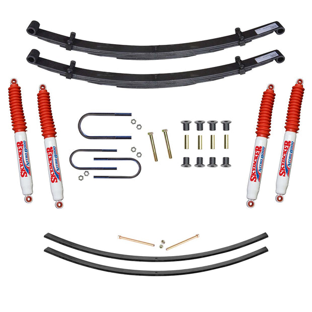 Suspension Lift Kit w/Shock Nitro Shocks 4 Inch Lift Incl. Front Leaf Springs Front U Bolt Kit Front Bushing Kit Rear Add-A-Leafs Skyjacker