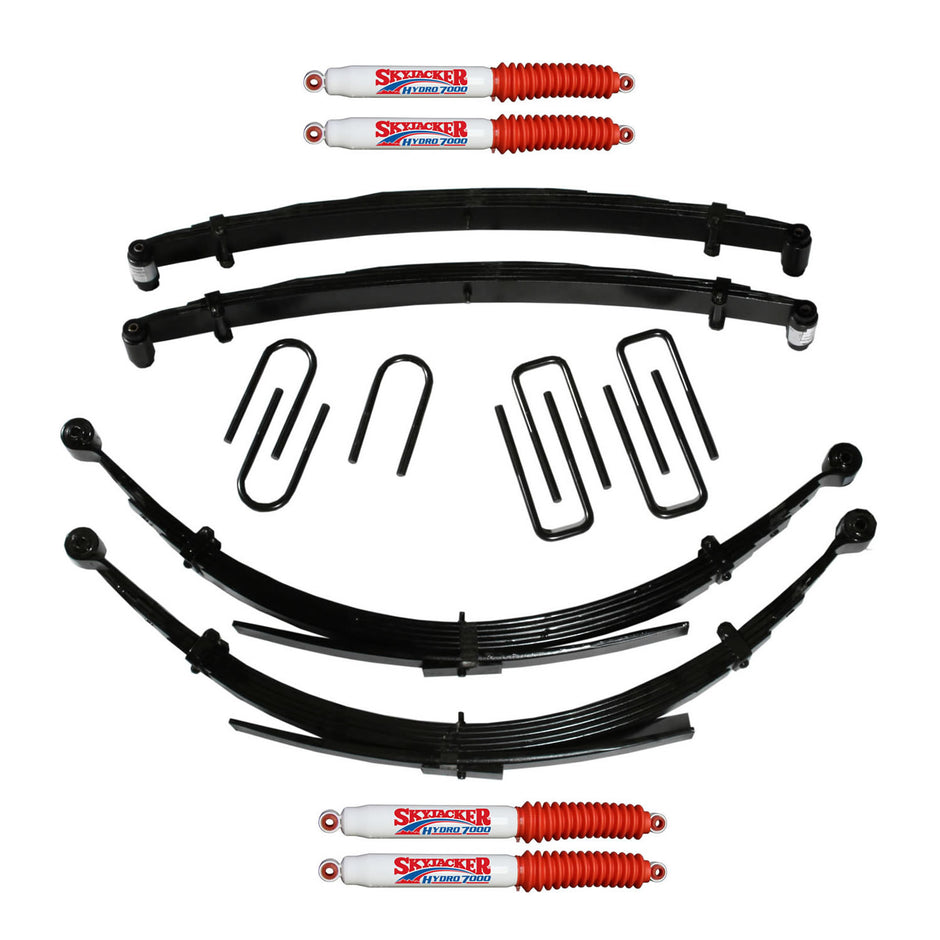 Suspension Lift Kit w/Shock 4 Inch Lift 89-91 Dodge W250/W350 Incl. Front/Rear Leaf Springs Front/Rear U Bolt Kits Front Bushing Kit 4 Shocks Skyjacker