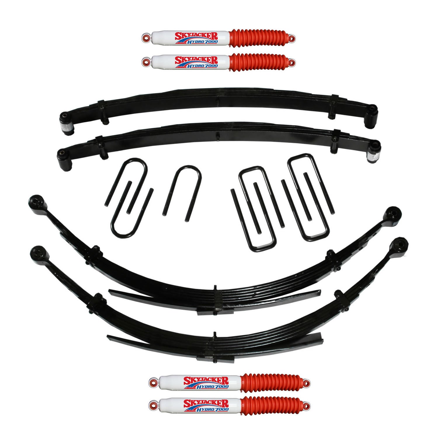 Suspension Lift Kit w/Shock 4 Inch Lift 89-91 Dodge W250/W350 Incl. Front/Rear Leaf Springs Front/Rear U Bolt Kits Front Bushing Kit 4 Shocks Skyjacker
