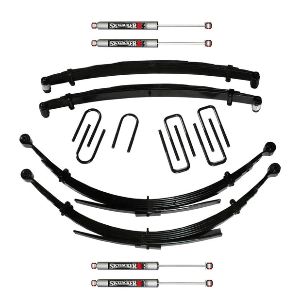 Suspension Lift Kit w/Shock M95 Performance Shocks 4 Inch Lift 89-91 Dodge W250/W350 Incl. Front/Rear Leaf Springs Front/Rear U Bolt Kits Front Bushing Kit 4 Shocks Skyjacker