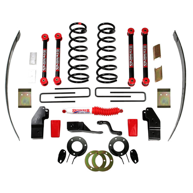 Standard Class 2 Lift Kit 5 Inch Lift 94-99 Dodge Ram 1500 Includes Front Coil Spring Pitman Arm Bump Stop Rear Add-A-Leaf U Bolt Skid Plate Dual Shock Bracket Steering Stabilizer Skyjacker