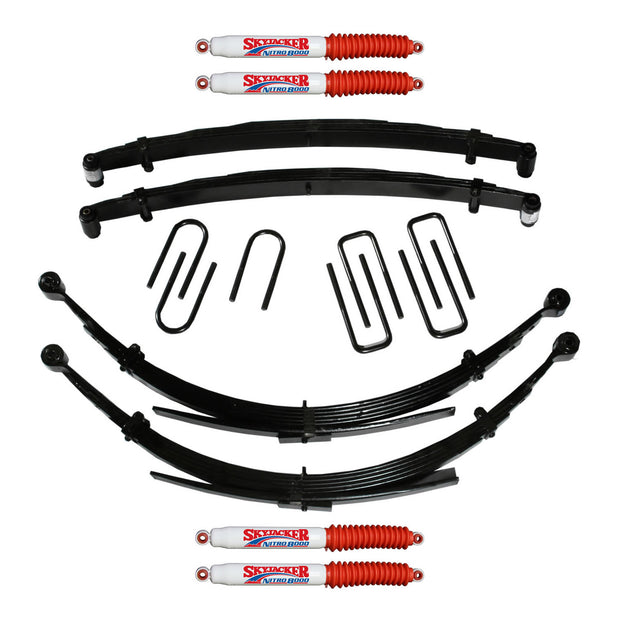 Suspension Lift Kit w/Shock Nitro Shocks 6 Inch Front/Rear Lift 89-91 Dodge W250/W350 Incl. Front/Rear Leaf Springs Front/Rear UBolt Kits Front Bushing Kit 4 Shocks Skyjacker
