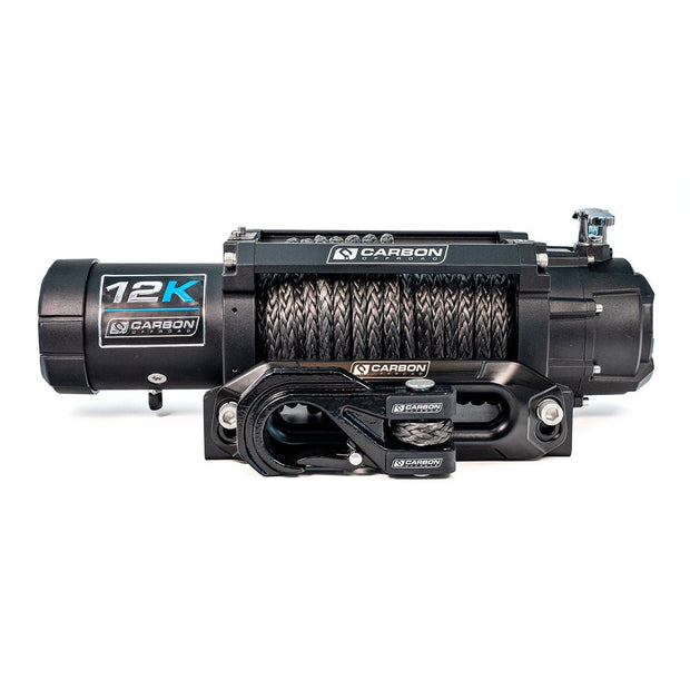 Carbon 12K 12000lb Winch V3X with MegaPro Hook 24V — Choose Your Colour