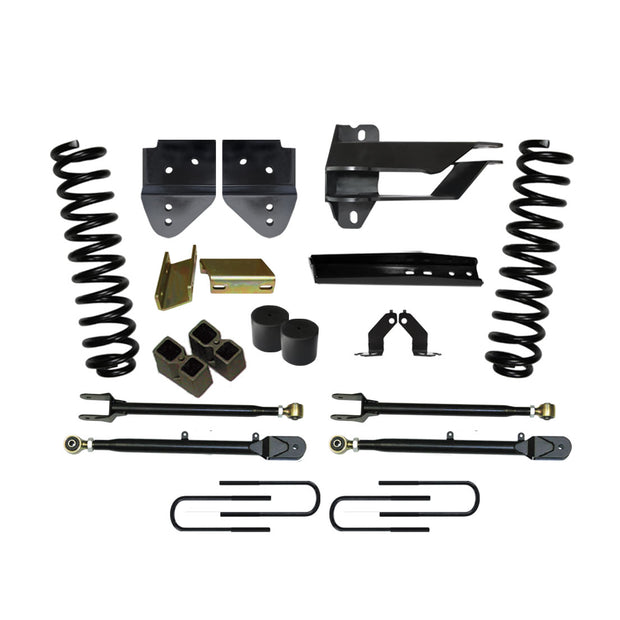 Lift Kit 4 Inch Lift Class II 4-Link System 17-19 Ford F-350 Super Duty Includes Front Coil Springs Track Bar Bracket Radius Arm Drop Bracket Steering Stabilizer Rear Lift Blocks/U-Bolts Skyjacker