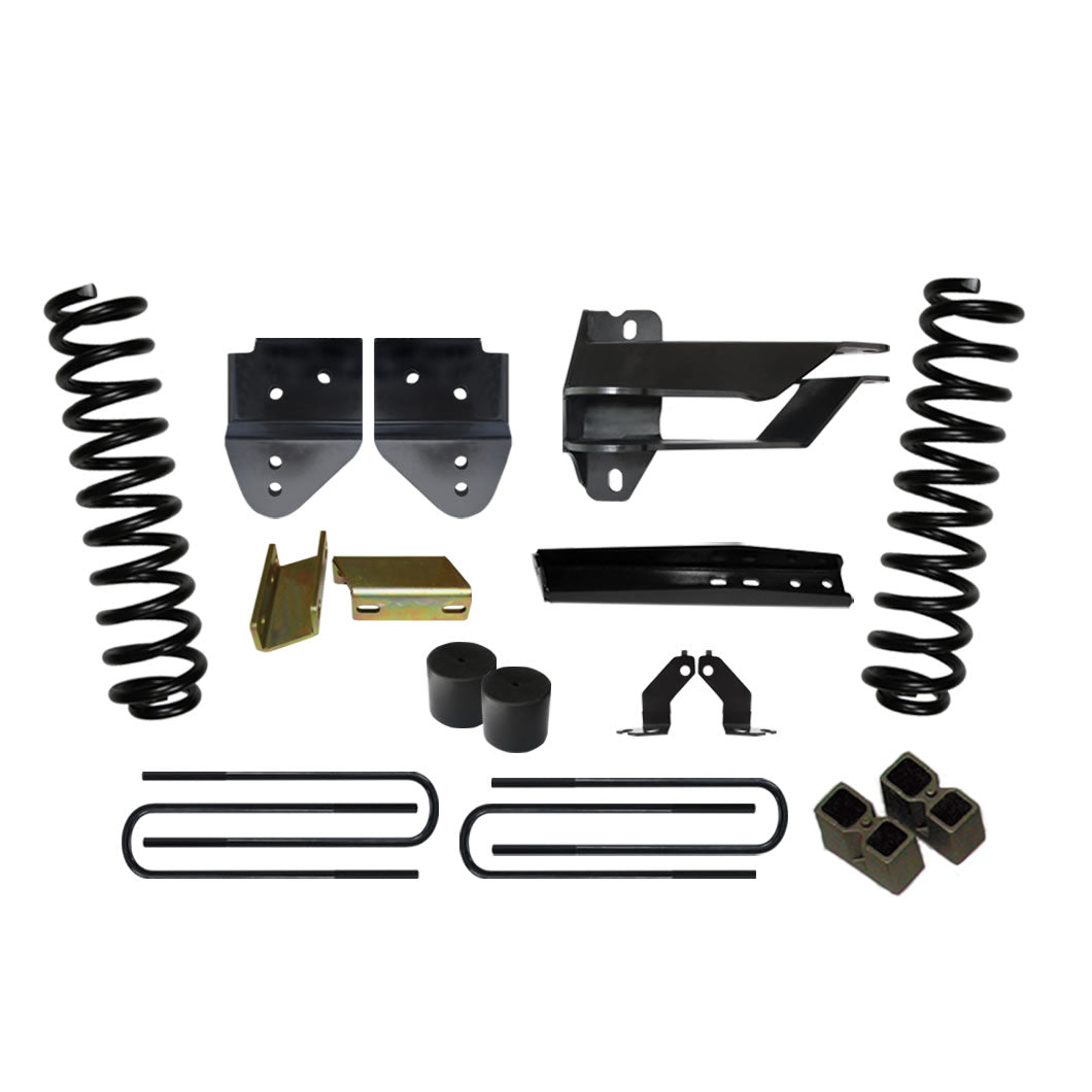 Lift Kit 4 Inch Lift 17-19 Ford F-250 Super Duty Includes Front Coil Springs Track Bar/Radius Arm/Steering Stab/Sway Bar Relocation Brackets Bump Stops Spacers Rear Lift Blocks And U-Bolts Skyjacker