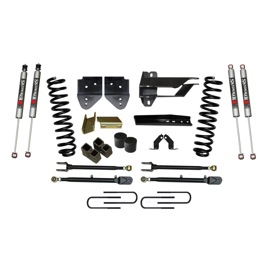 Skyjacker F174524K3-M Suspension Lift Kit w/Shock Components Sold As: Inch Lift w/Adjustable Powder Kit Coated Suspension 4-Links Black To 17-19 w/Sho