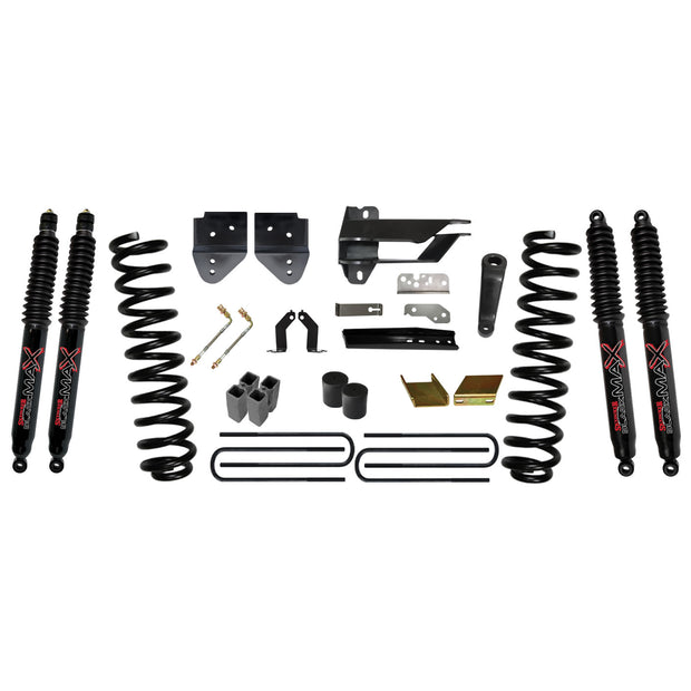 Suspension Lift Kit w/Shock 6 Inch Lift 17-19 Ford F-350 Super Duty Incl. Front Coil Springs Blocks U-bolts Bump Stop Spacers Radius Arm/Sway Bar/Track Bar Relocation Brackets Nitro Shocks Skyjacker
