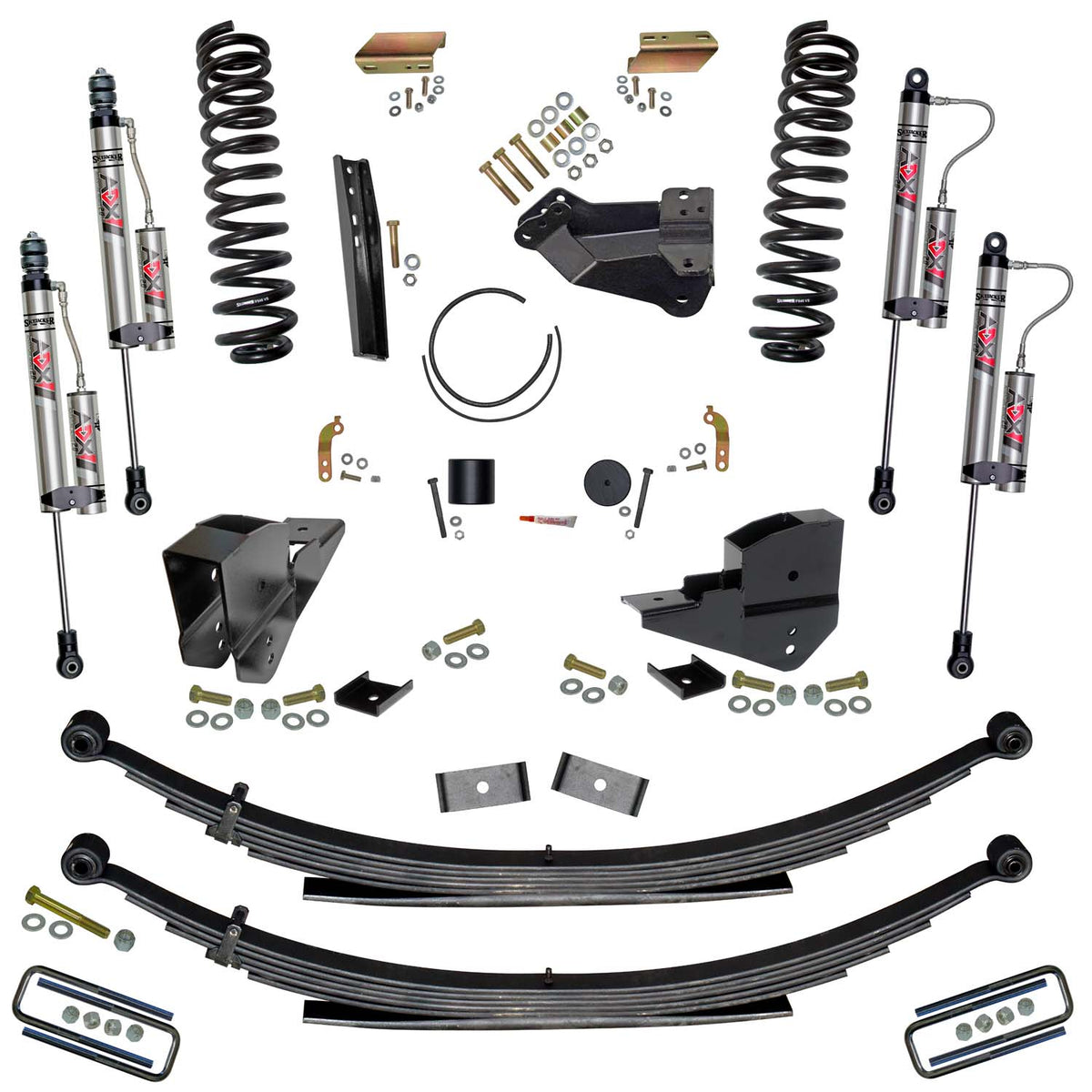4 Inch Lift Kit with Front Coils, Rear Leafs, and ADX 2.0 Remote Reservoir Shocks Skyjacker
