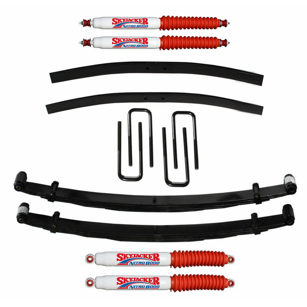 Suspension Lift Kit w/Shock 2 Inch Lift Incl. Front Leaf Springs Front U Bolt Kit Spring Bushing Kit Rear Add-A-Leafs 73-78 Ford F-250 Skyjacker