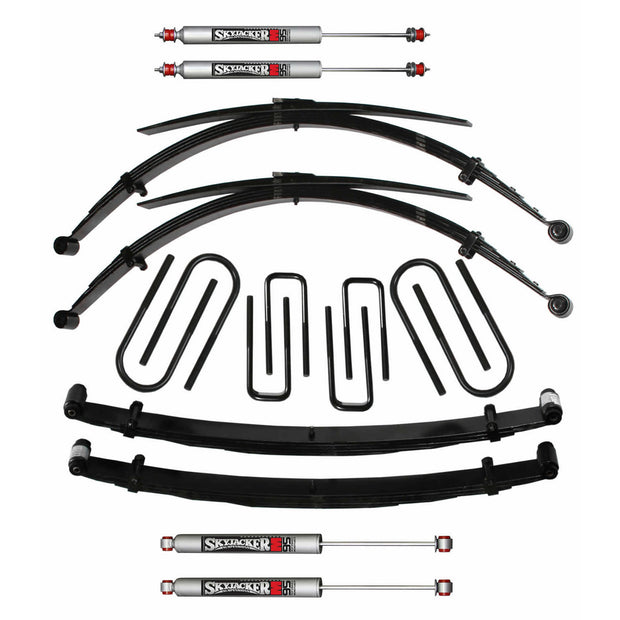 Suspension Lift Kit w/Shock M95 Performance Shocks 4 Inch Lift For Use w/High Boy Incl. Front/Rear Leaf Springs Front/Rear U Bolt Kits Spring Bushing Kit 73-78 Ford F-250 Skyjacker