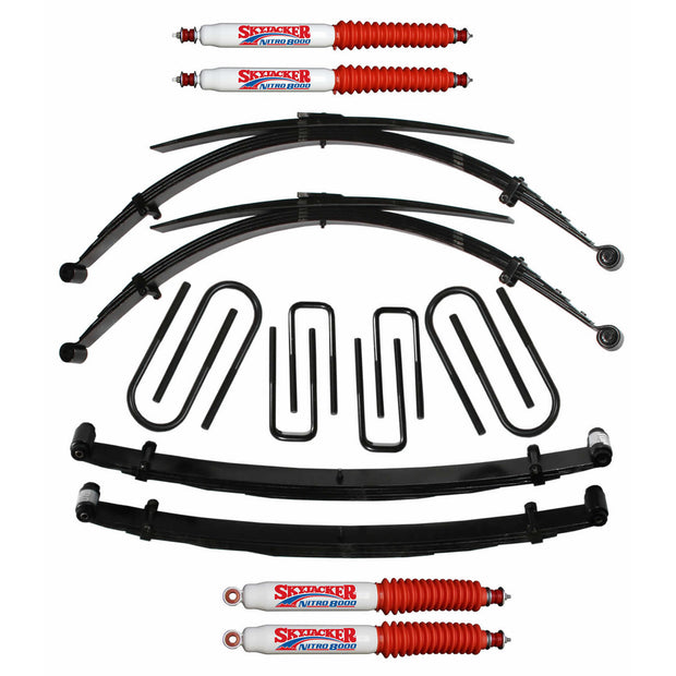 Suspension Lift Kit w/Shock 4 Inch Lift For Use w/Low Boy 77-79 Ford F-250 Incl. Front/Rear Leaf Springs Front/Rear U Bolt Kits Spring Bushing Kit Skyjacker