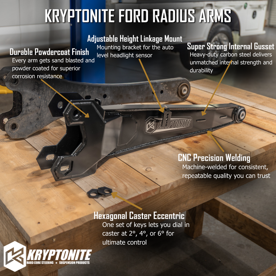 Kryptonite Radius Arm Kit for 2005-2026 Ford Super Duty F-250/F-350/F-450/F-550