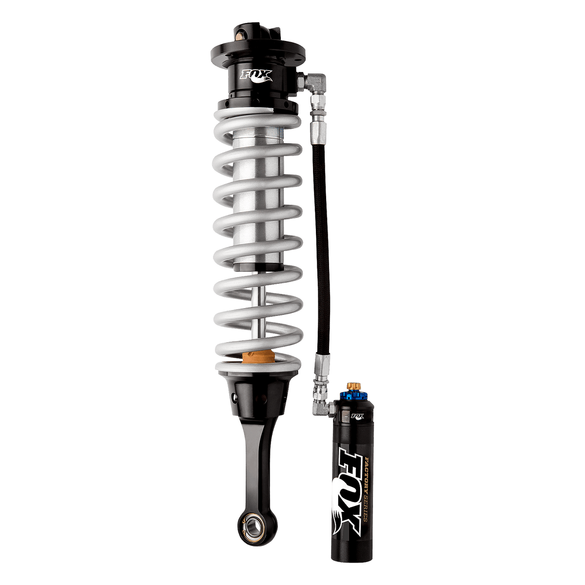 10-13 Ford Raptor Front Coilover Internal Bypass 3.0 Series Remote Reservoir 7.6 Inch 0-2 Inch Lift Dual Speed Compression Adjuster Fox Offroad Shocks