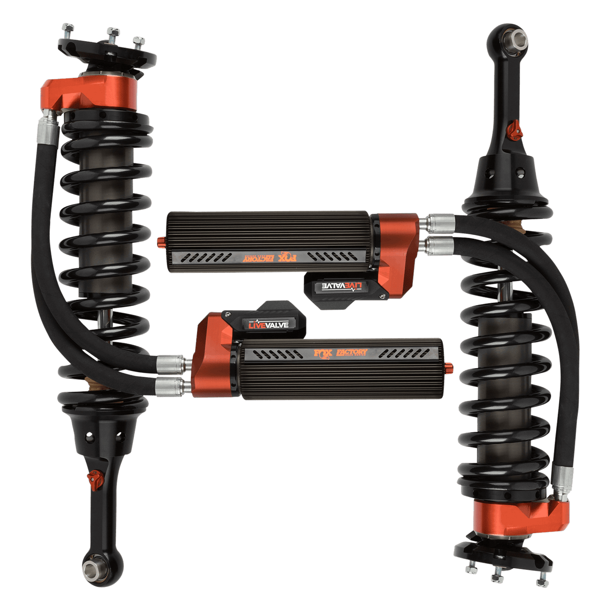 19-Up Ford Raptor Front Coilover Live Valve Internal Bypass Factory Race 3.0 Remote Reservoir 7.9 Inch 0-2 Inch Lift Fox Offroad Shocks