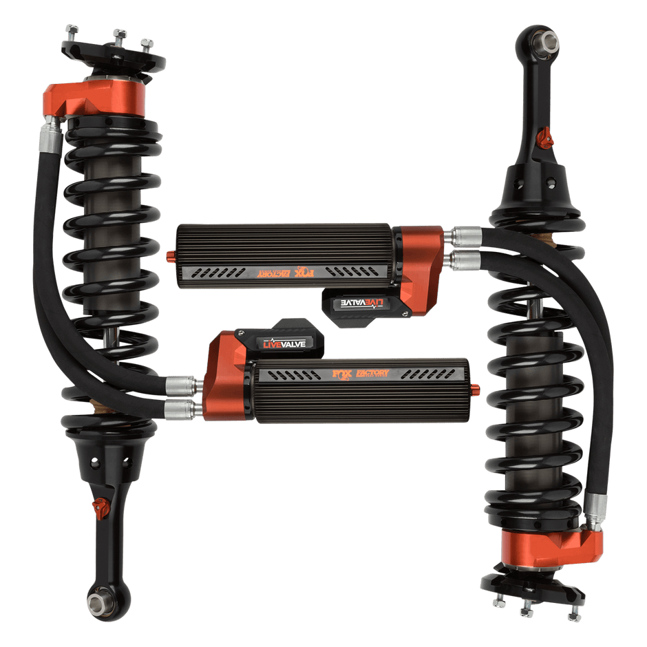 19-Up Ford Raptor Front Coilover Live Valve Internal Bypass Factory Race 3.0 Remote Reservoir 7.9 Inch 0-2 Inch Lift Fox Offroad Shocks