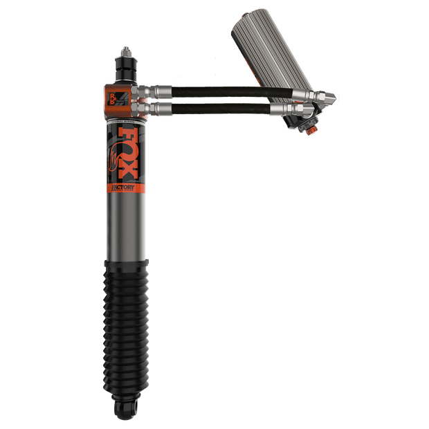 22-Up Toyota Tundra Rear w/Ext Brake Lines Internal Bypass Factory Race 3.0 Recirculating Remote Reservoir Dual Speed Compression Adjuster 1-2 Inch Lift Fox Offroad Shocks