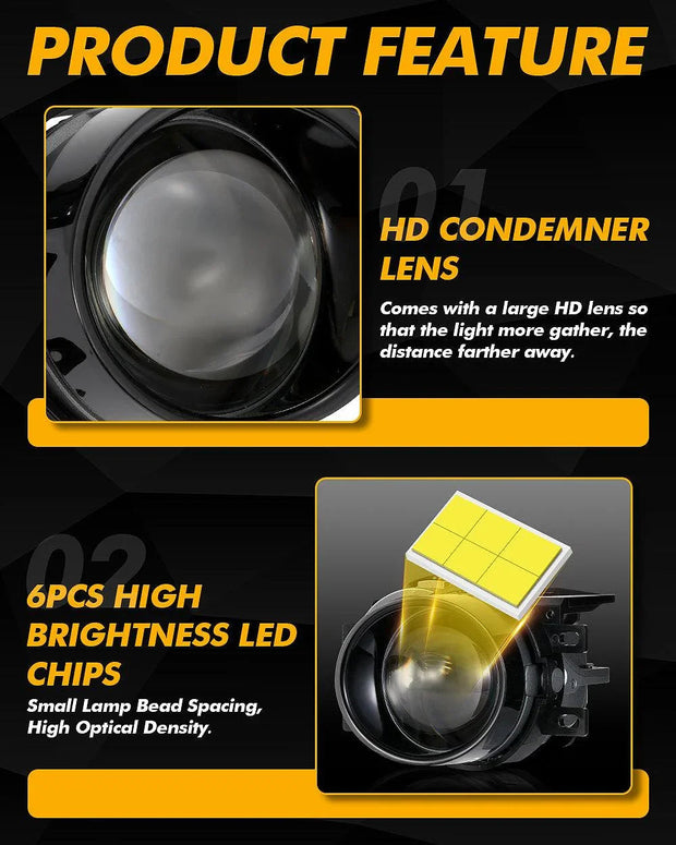 (2pcs/Set)3 Inch 100W Bi-LED Projector Lens Fog Light 6000K HD Lens- Toyota Bracket