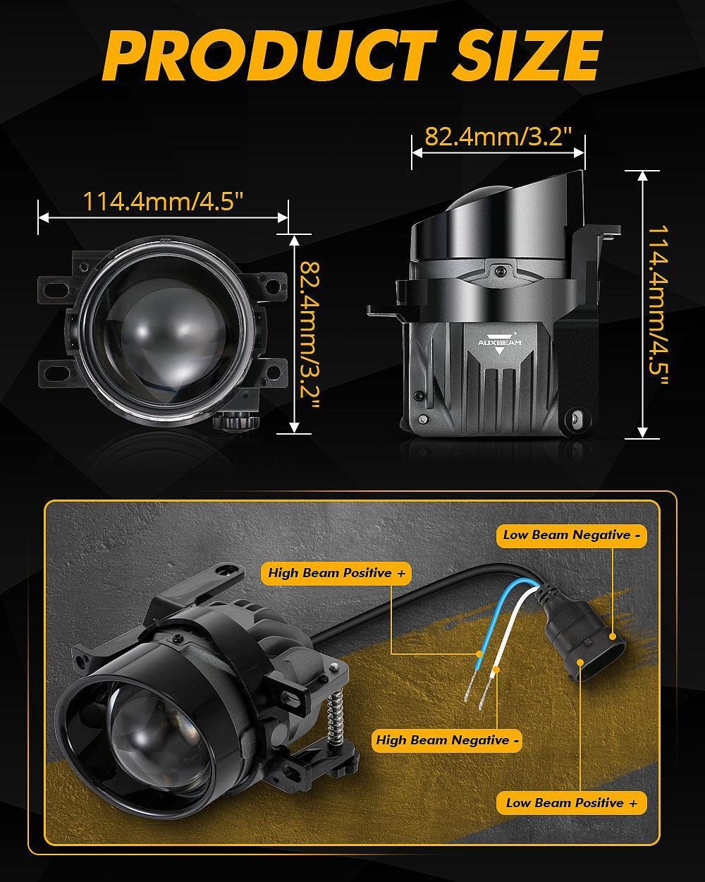 (2pcs/Set)3 Inch 100W Bi-LED Projector Lens Fog Light 6000K HD Lens- Toyota Bracket