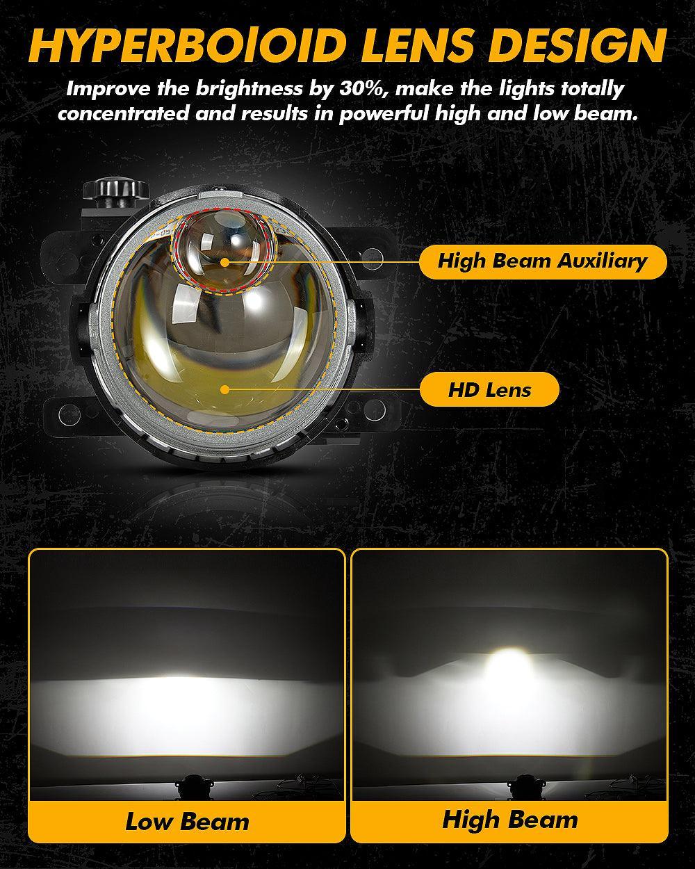 (2pcs/Set)3 Inch 86W Bi-LED Projector Lens Fog Light 6000K Hyperboloid Lens Fog Light With High Beam-- Toyota Bracket
