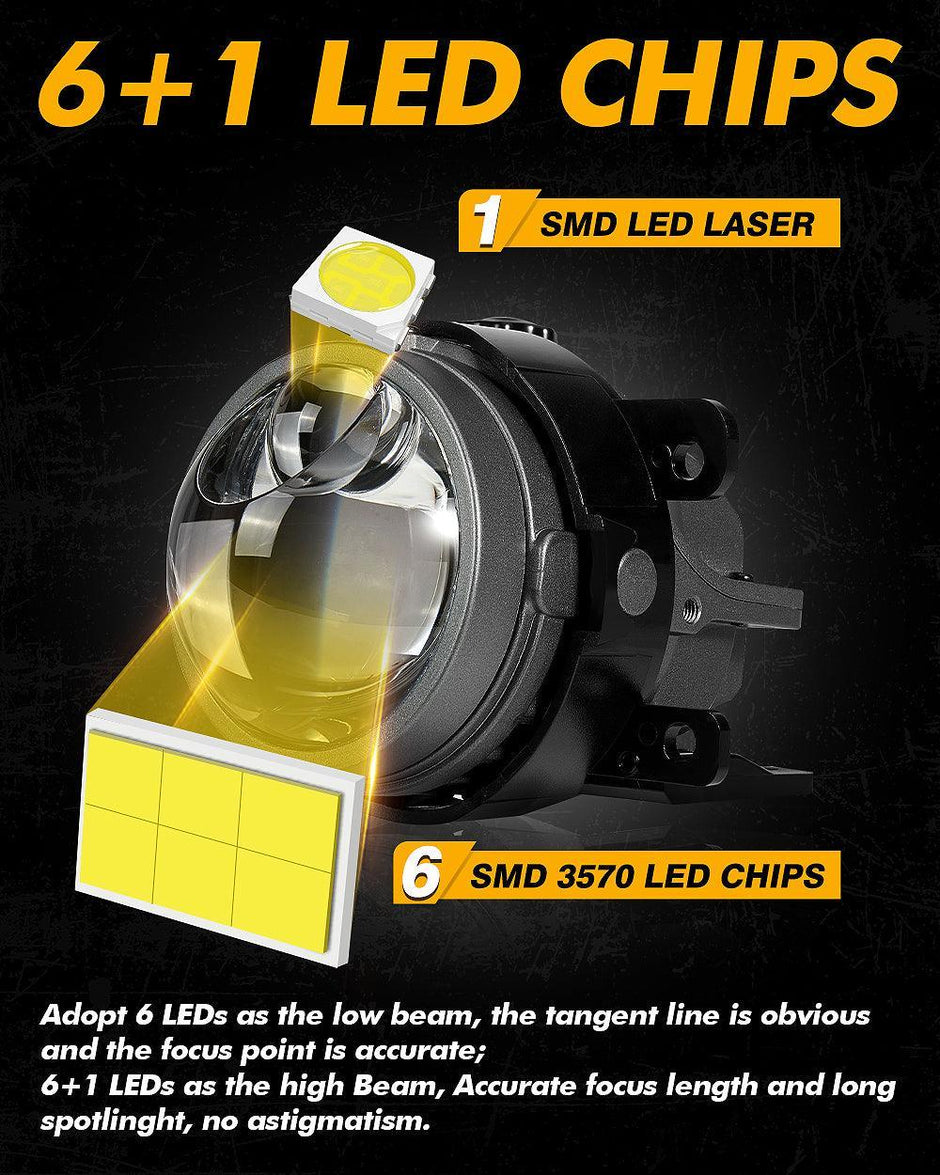 (2pcs/Set)3 Inch 86W Bi-LED Projector Lens Fog Light 6000K Hyperboloid Lens Fog Light With High Beam-- Toyota Bracket