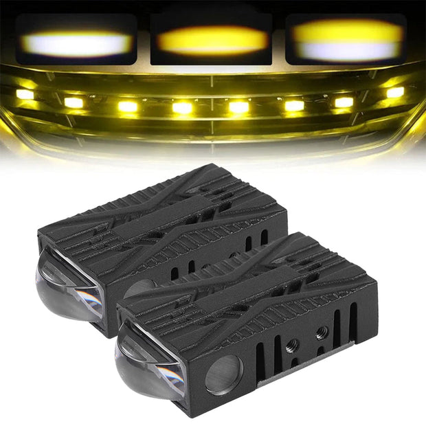 0.66'' Dual-Color Bi-LED Grille Projector Lights – 6000K White / 3000K Amber Hi-Lo Beam for SUV Truck ATV UTV