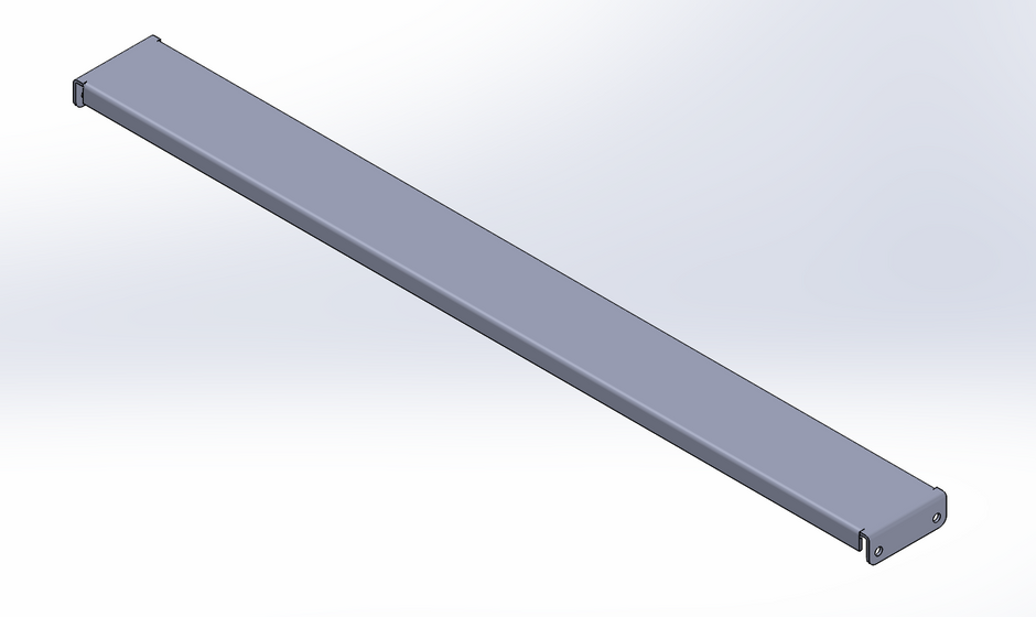 CAD Drawing of the shelf for the Rail Rack Accessory mounting shelf.
