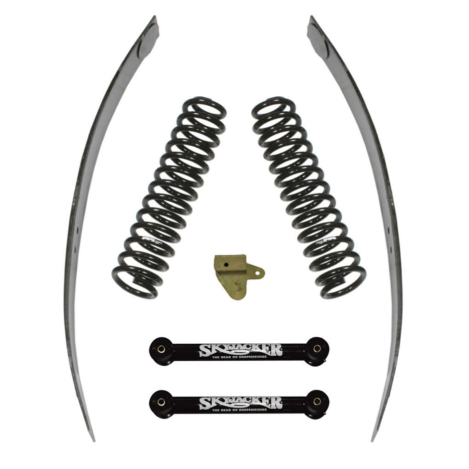 Jeep Cherokee Standard Lift Kit 3 Inch Lift 84-01 Cherokee Includes Front Coil Springs Rear Add-A-Leafs Front Lower Links Track Bar Relocation Bracket Skyjacker