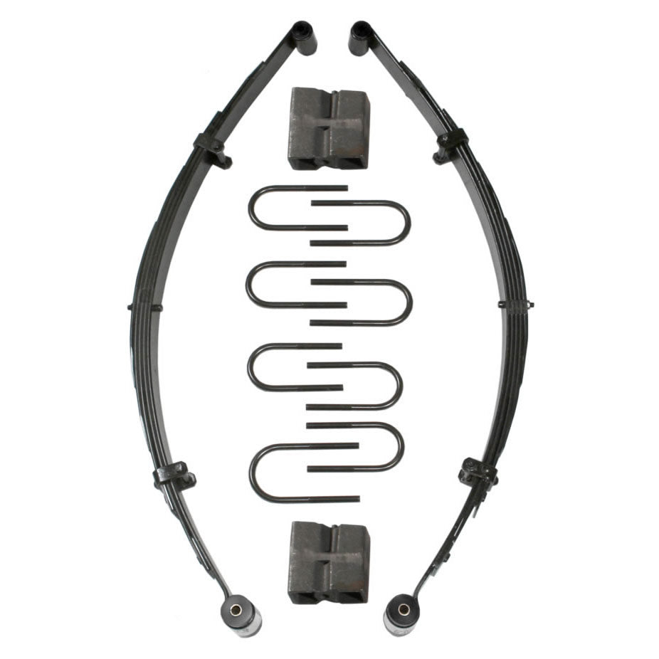 Lift Kit 3.5-4 Inch Lift 75-83 Jeep Cherokee 75-88 Jeep J10 75-88 Jeep J20 75-83 Jeep Wagoneer Includes Front Leaf Springs Front Bushing Kit Front/Rear U Bolt Kits Rear Block Skyjacker