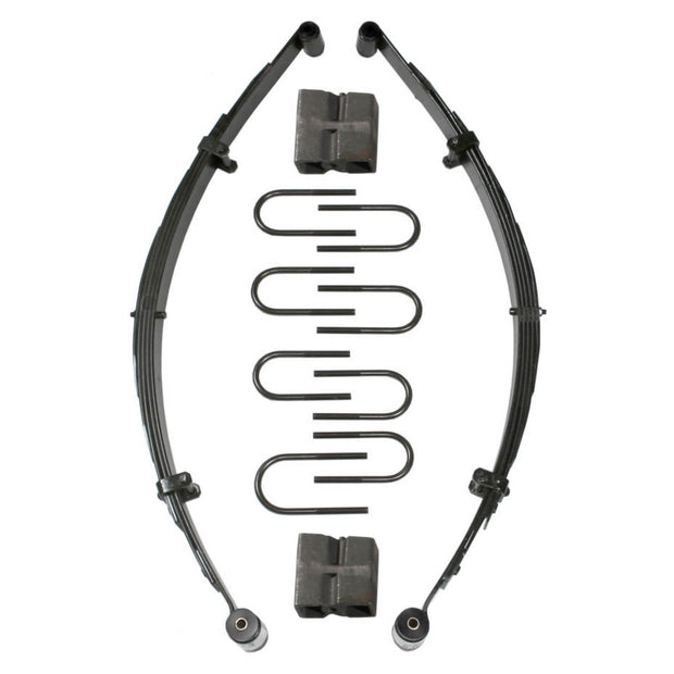Lift Kit 3.5-4 Inch Lift 75-83 Jeep Cherokee 75-88 Jeep J10 75-88 Jeep J20 75-83 Jeep Wagoneer Includes Front Leaf Springs Front Bushing Kit Front/Rear U Bolt Kits Rear Block Skyjacker