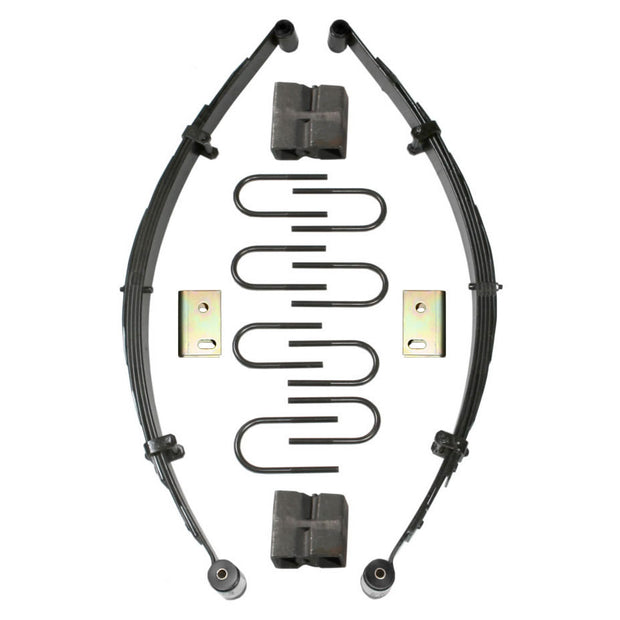 Lift Kit 3.5-4 Inch Lift 84-91 Jeep Grand Wagoneer Includes Front Leaf Springs Front Bushing Kit Track Bar Relocation Bracket Front/Rear U Bolt Kits Rear Block Skyjacker