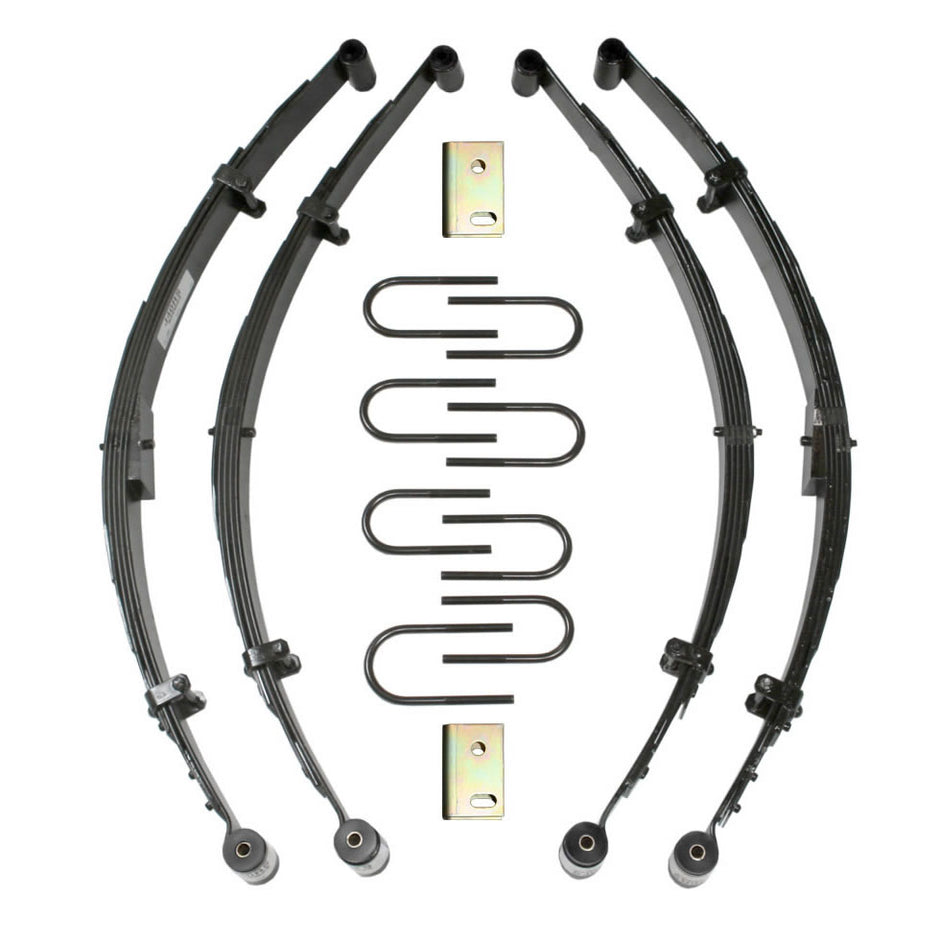 Lift Kit 3.5-4 Inch Lift 75-91 Cherokee Includes Front/Rear Leaf Springs Front Bushing Kit Track Bar Relocation Bracket Front/Rear U Bolt Kit Skyjacker