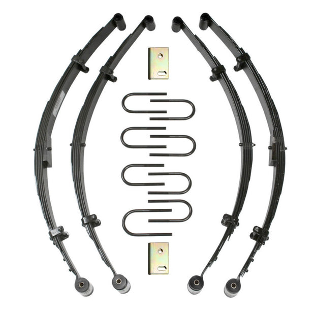 Lift Kit 3.5-4 Inch Lift 75-91 Cherokee Includes Front/Rear Leaf Springs Front Bushing Kit Track Bar Relocation Bracket Front/Rear U Bolt Kit Skyjacker