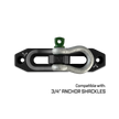 Jawse Fairlead and Front Van Beest Shackle 0.75 in Black Lung and Gun Gray