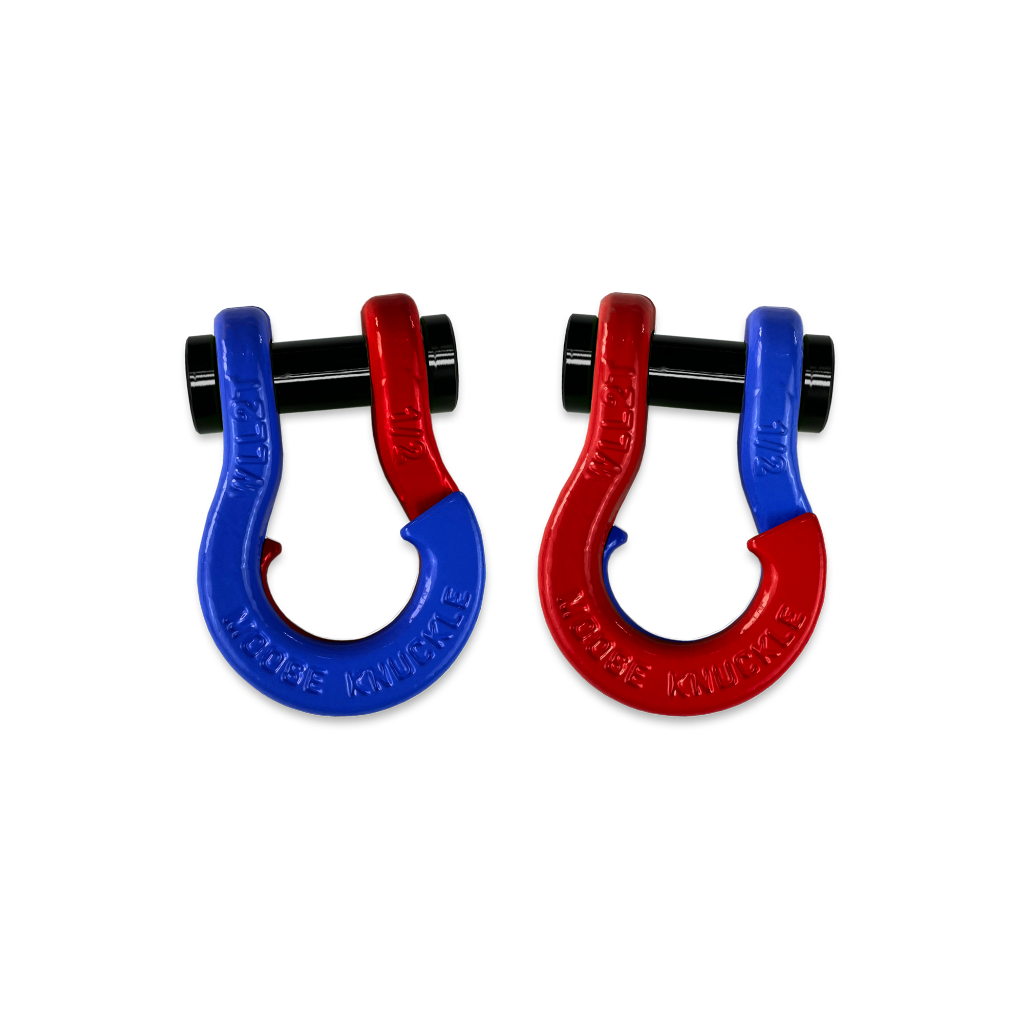 Jowl 1/2 inch SxS Split Shackle in Blue Balls and Flame Red Combo
