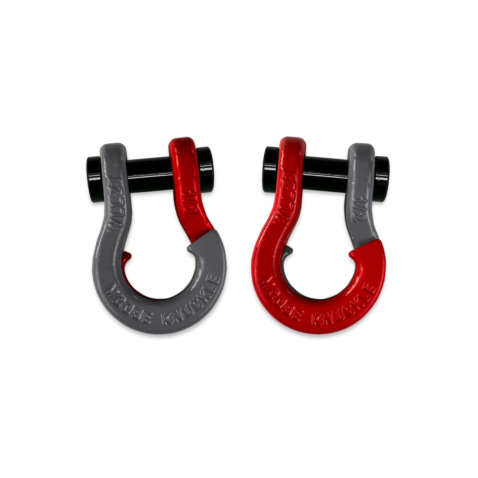 Jowl 1/2 inch SxS Split Shackle in Gun Gray and Flame Red Combo