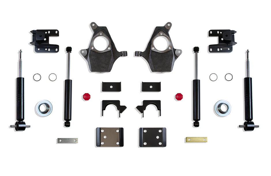2007-2016 SILVERADO/SIERRA 1500 2WD/4WD 3"/5" - 4"/6" LOWERING KIT (SPINDLES/STRUTS) (CAST STEEL ARMS)