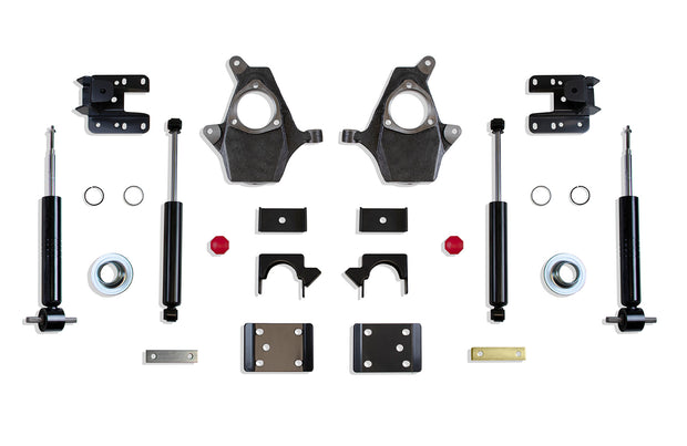 2007-2016 SILVERADO/SIERRA 1500 2WD/4WD 3"/5" - 4"/6" LOWERING KIT (SPINDLES/STRUTS) (CAST STEEL ARMS)