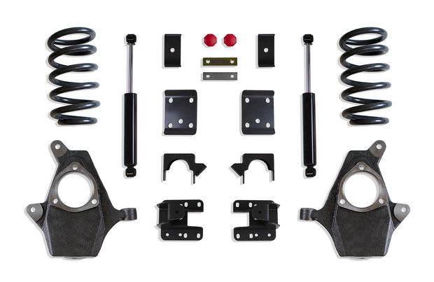 2007-2013 SILVERADO/SIERRA 1500 2WD/4WD 4"/6" LOWERING KIT (COILS/SPINDLES, SINGLE CAB) (CAST STEEL ARMS)