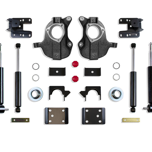 2016-2018 SILVERADO/SIERRA 1500 2WD/4WD 3"/5" - 4"/6" LOWERING KIT (SPINDLES/STRUTS) (STAMPED/ALUM ARMS)