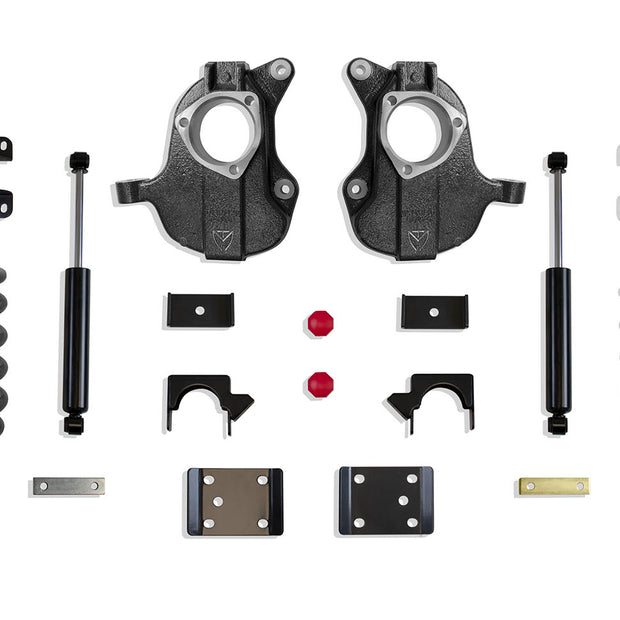 2016-2018 SILVERADO/SIERRA 1500 2WD/4WD 3"/5" LOWERING KIT (SPINDLES/COILS) (2DR, STAMPED/ALUM ARMS)