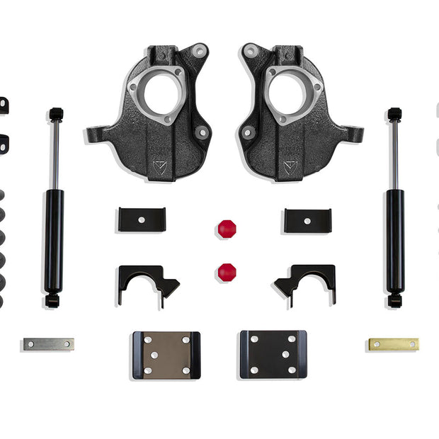 2016-2018 SILVERADO/SIERRA 1500 2WD/4WD 3"/5" LOWERING KIT (SPINDLES/COILS) (4DR, STAMPED/ALUM ARMS)